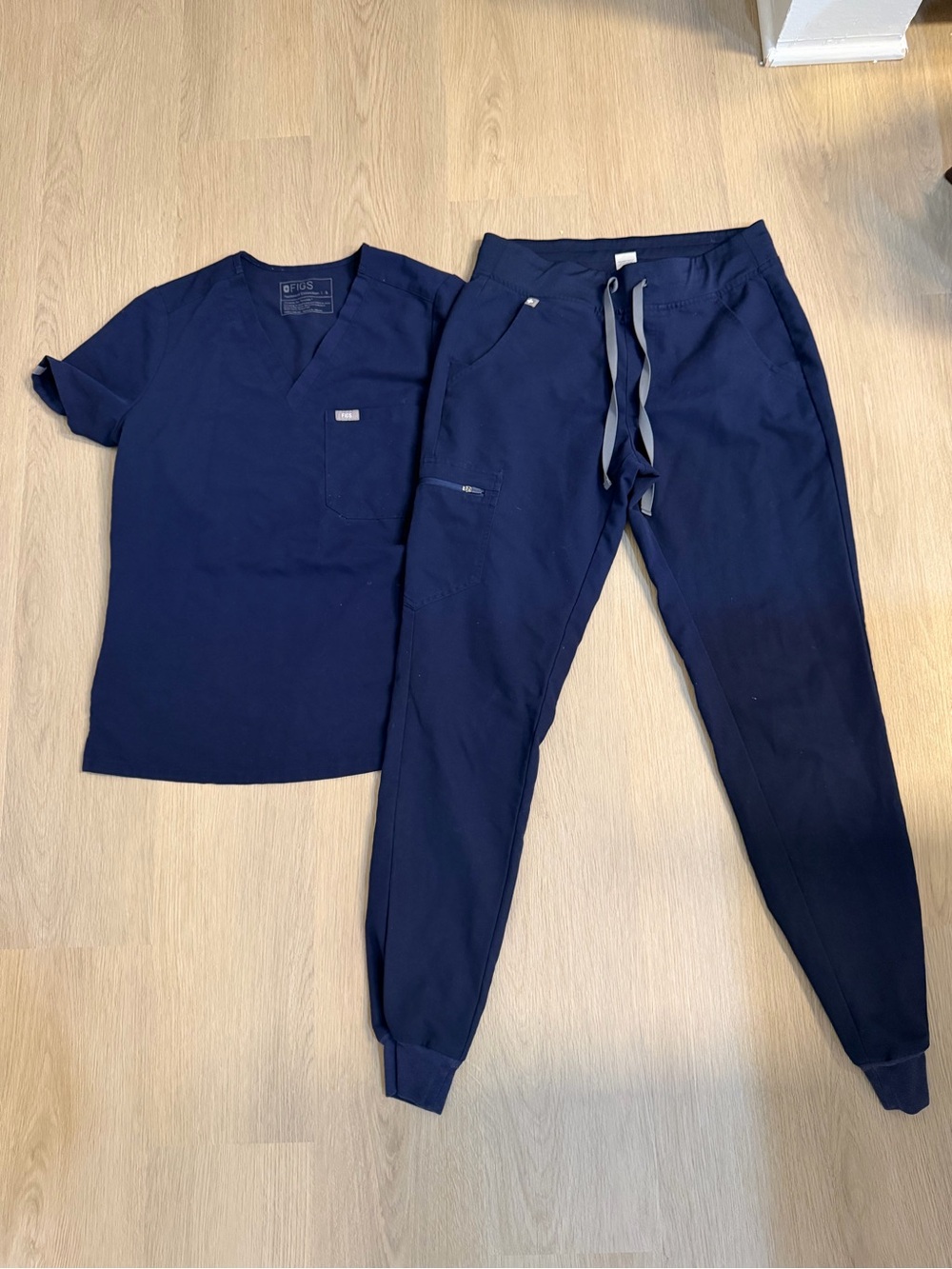 Figs Navy Blue Scrub Top and Jogger Set